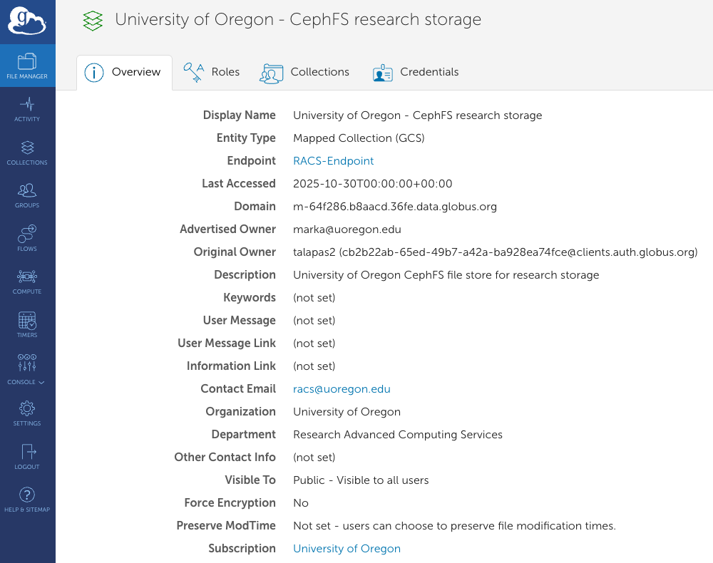 Globus File Manager Page
