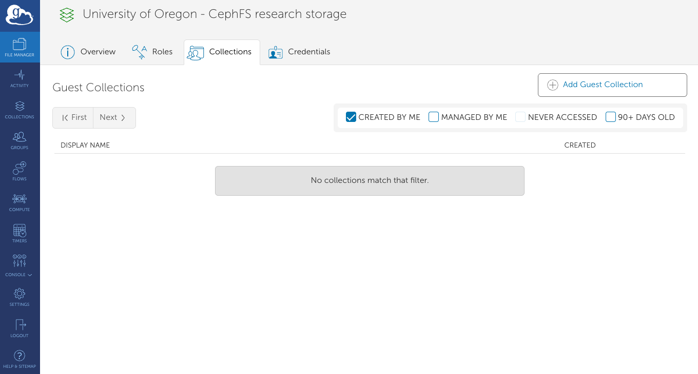 Globus File Manager Page