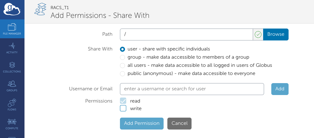 Globus File Manager Page