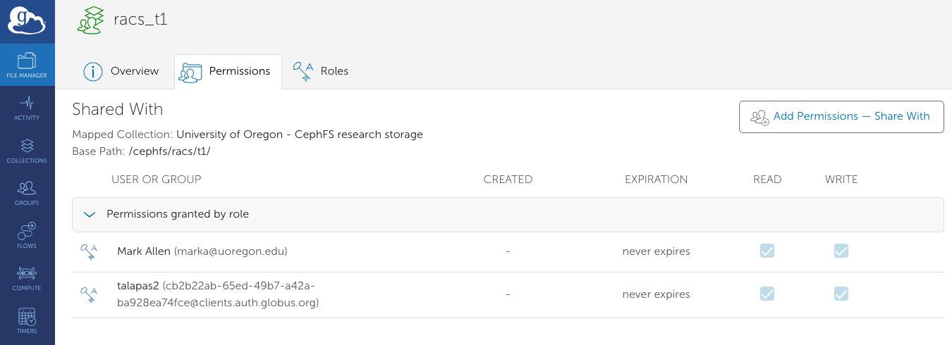 Globus File Manager Page