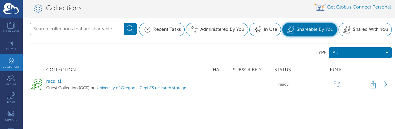 Globus File Manager Page