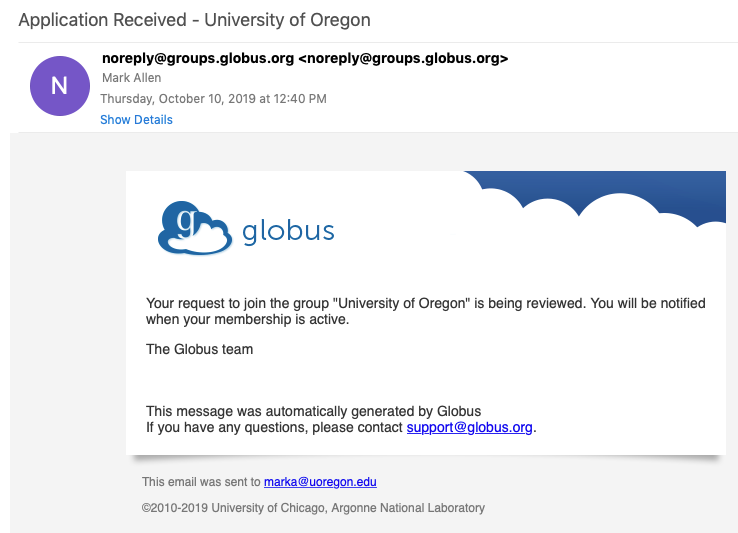 Globus Plus Email