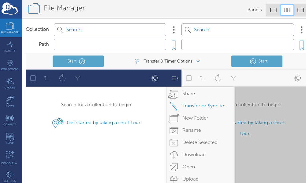Globus File Manager Page