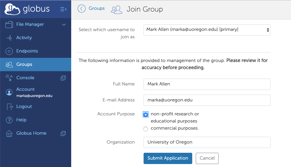 Globus Join Group