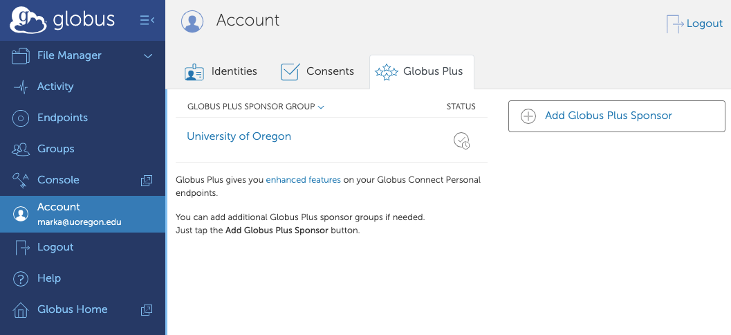 Globus Plus Account